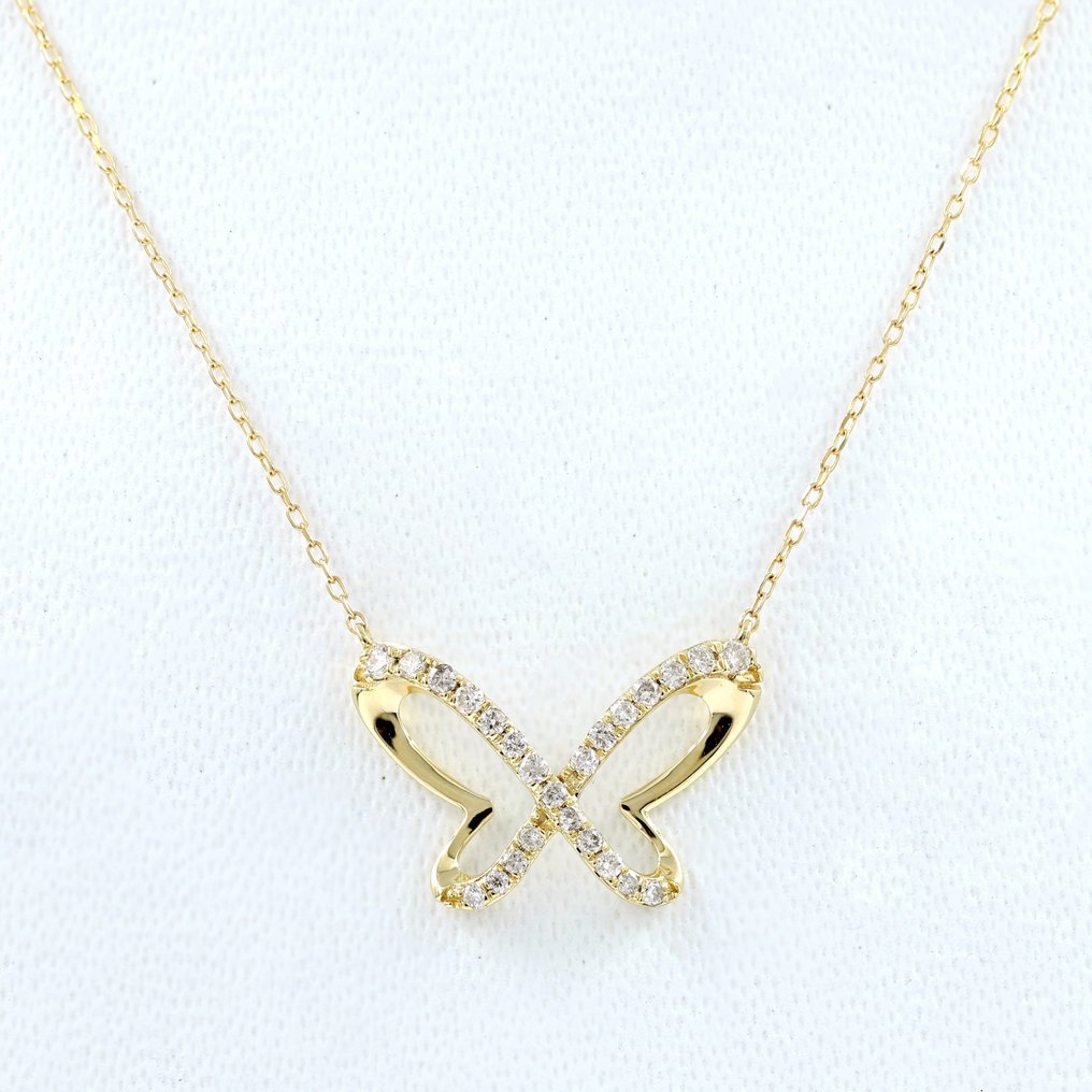 χωρίς τιμή ασφαλείας - Κολιέ με μενταγιόν - 14 καράτια Κίτρινο χρυσό -  0.17ct. tw. Διαμάντι (Φυσικό)  #1.0