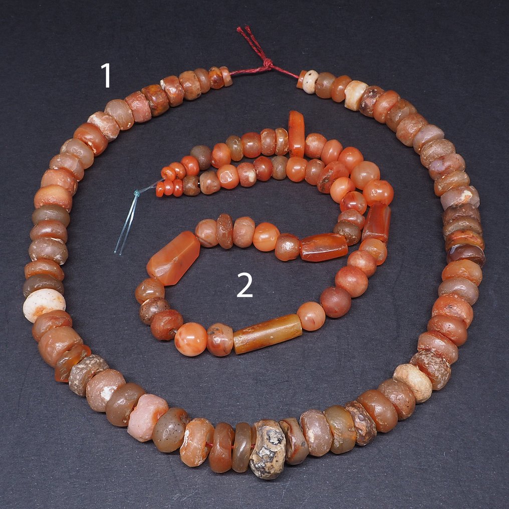Carnelian, banded agate, jasper - String of beads #1.1