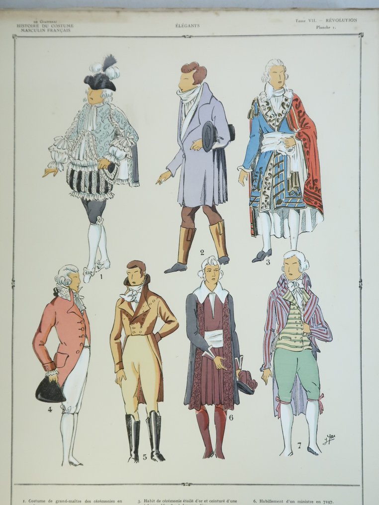 Paul Louis de Giafferri - Histoire du costume masculin français  [100 planches] Moyen Age  - La Révolution - L'Empire... - 1927 #1.2