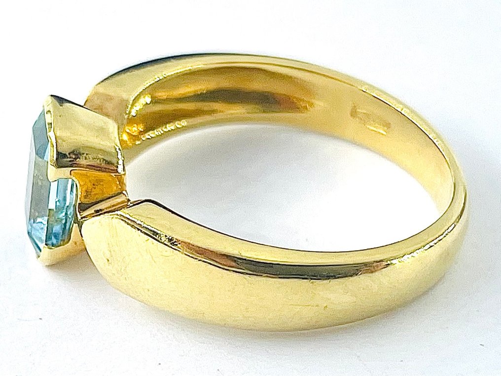 Gyűrű - 18 kt. Sárga arany Akvamarin #3.1