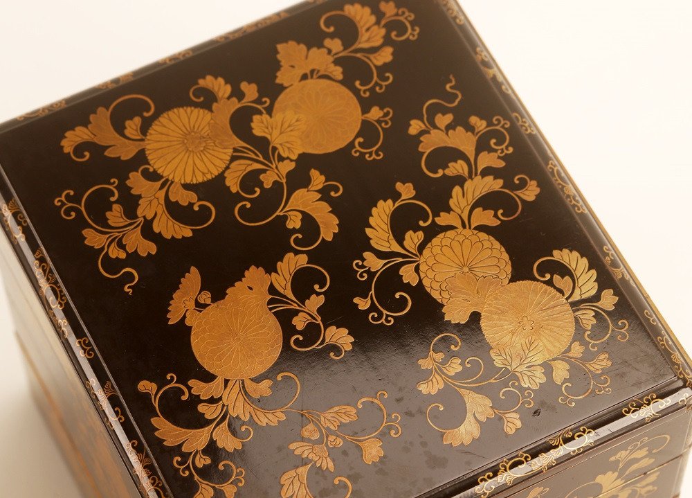 Κουτί - Πολύ φίνο jubako με χρυσάνθεμο σχέδιο maki-e - Ξύλο, Χρυσός #3.1