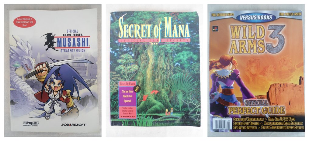 PLAYSTATION / NINTENDO SUPER FAMICOM - Musashi / Secret of Mana / Wild Arms 3 strategy guides - Video game set (3) - Without original box #1.1