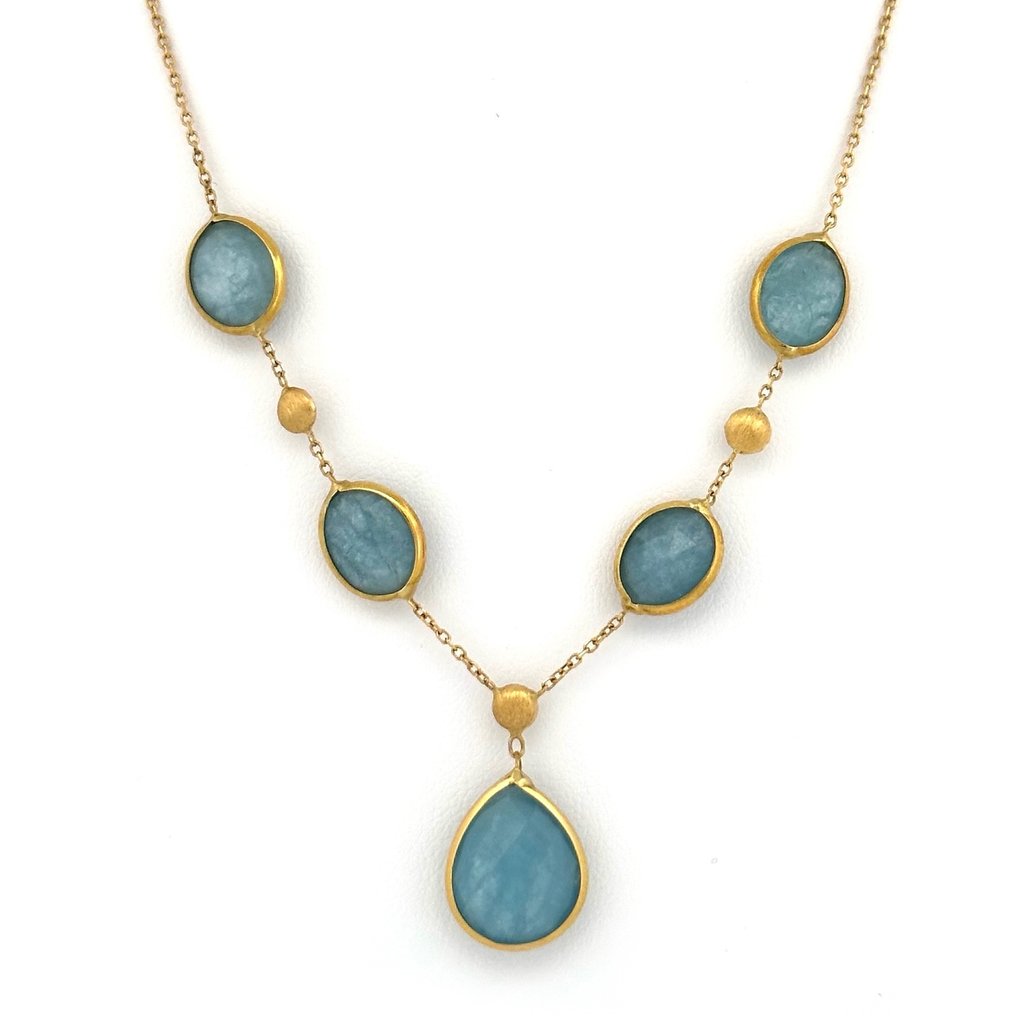 Choker necklace - 18 kt. Yellow gold Aquamarine #1.2