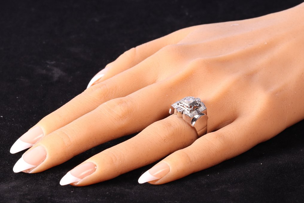 Vintage 1950's - Ring - 18 karat Hvitt gull Diamant #2.2