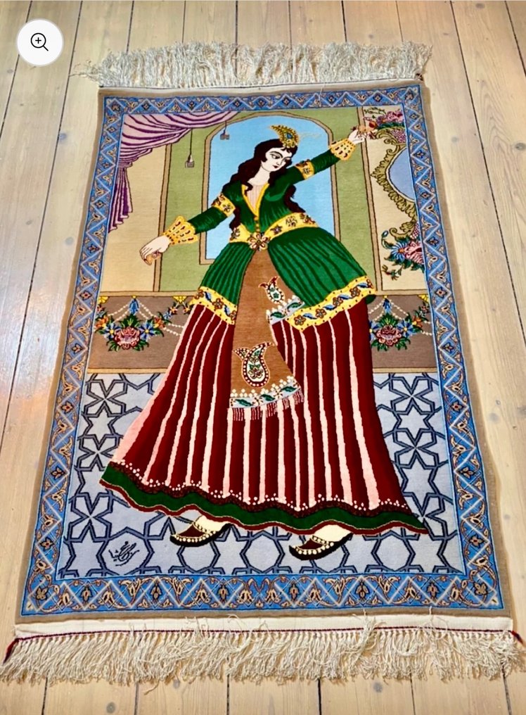 Isfahan handmade of pure korkwool, with silk inlays, 80x135 cm - Isphahan - Matto - 135 cm - 80 cm #1.1