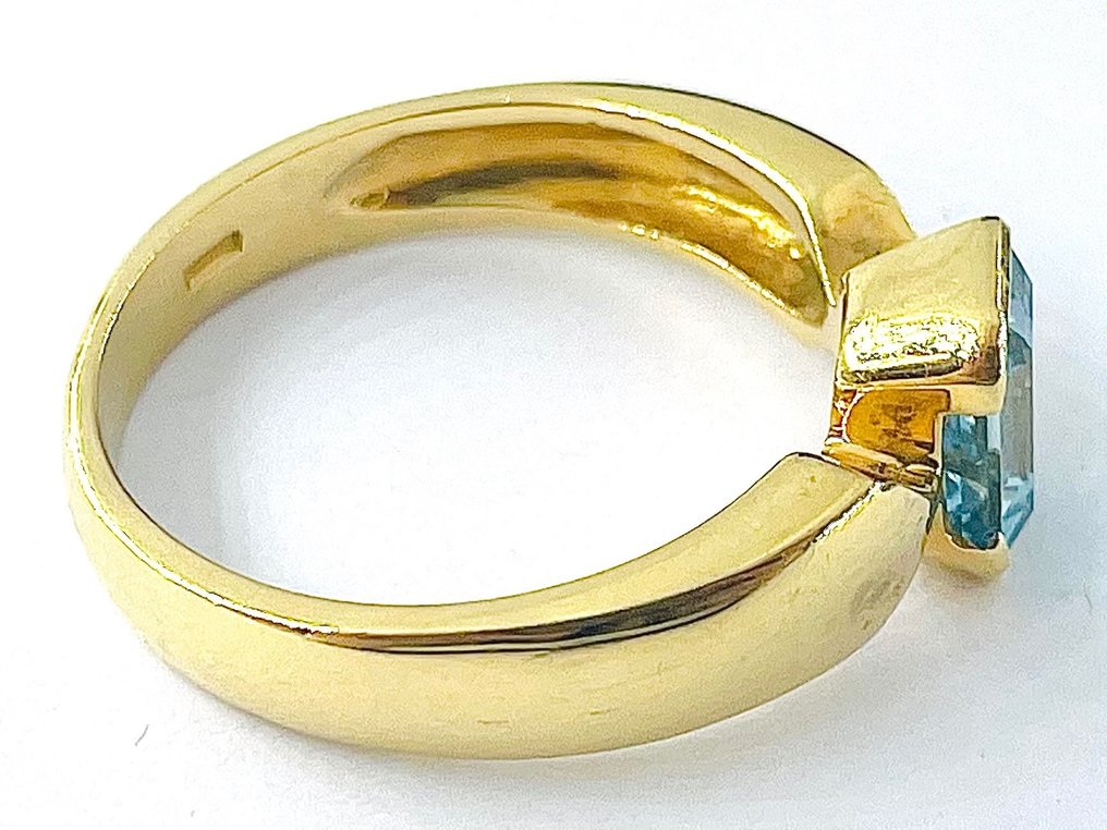 Gyűrű - 18 kt. Sárga arany Akvamarin #3.2