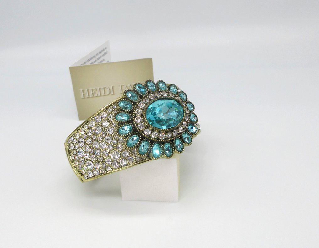 Heidi Daus - 烟花“Dazzling Delight”施华洛世奇®水晶手链和夹式耳环海蓝宝石色 - 有开口手链 #3.2
