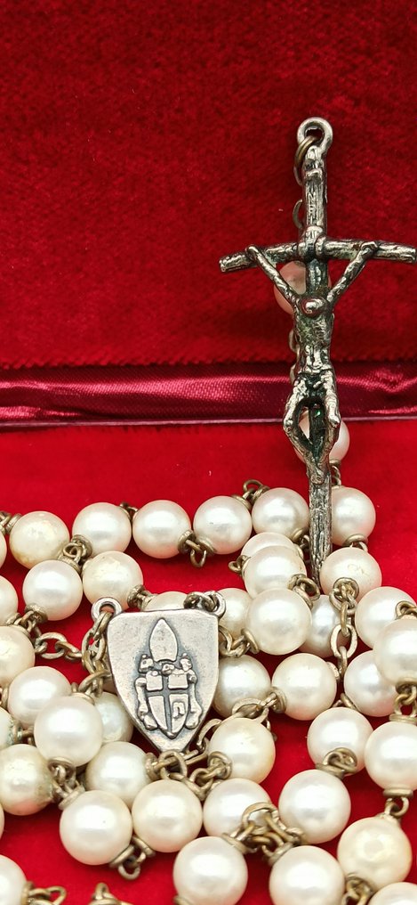  Rozariu - Papa (Sfântul) Ioan Paul al II-lea Cadou de la o audiență privată semințe în perle cerate - 1979  #1.2