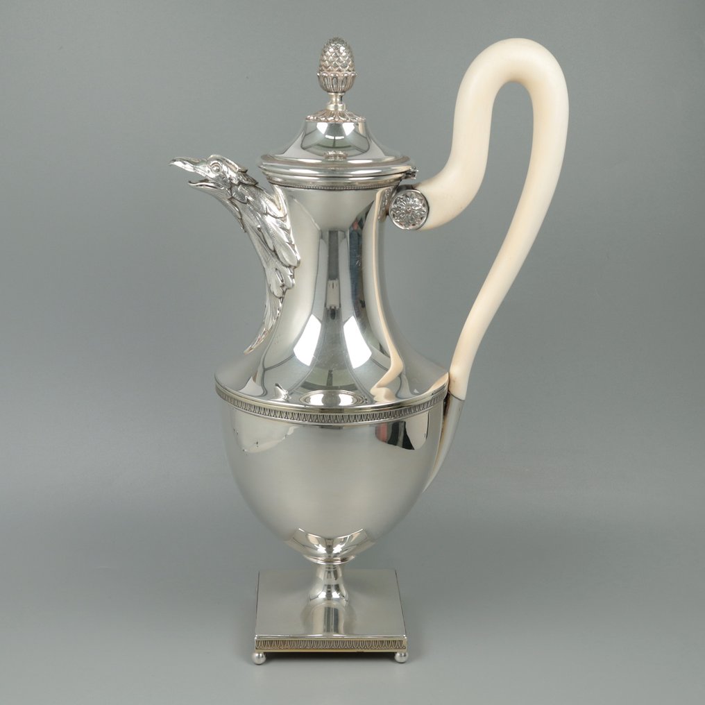 Delheid Frères, Brussel ca. 1950 - Pronkmodel - ''Empirestijl'' - Kaffekanna - .925 silver #1.1