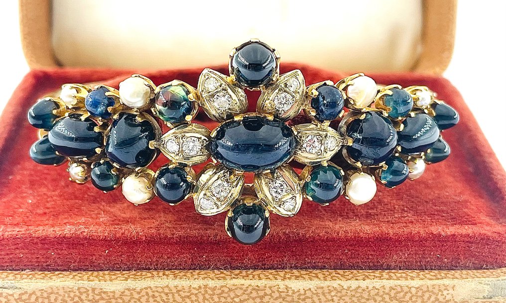 Bracelet - 18 carats Or jaune Saphir - Diamant #2.1