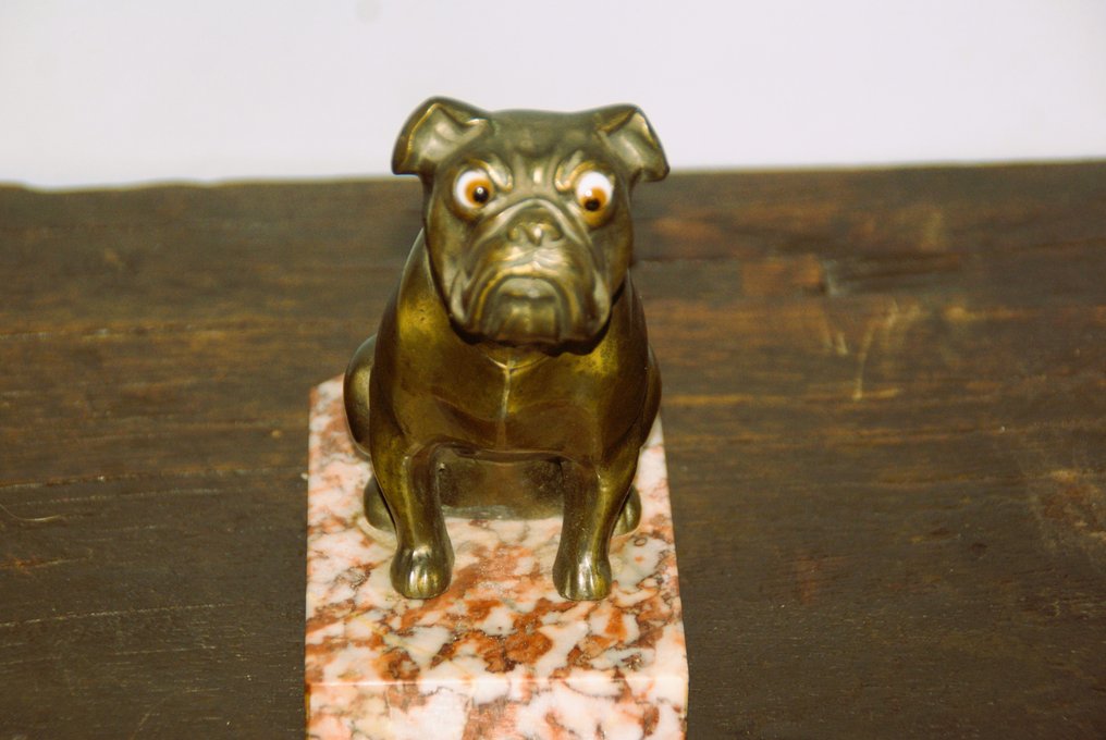 Bulldog - Signé-Franjou - Mascotte - Bulldog - Métal d'oré-1900-1920 #3.3