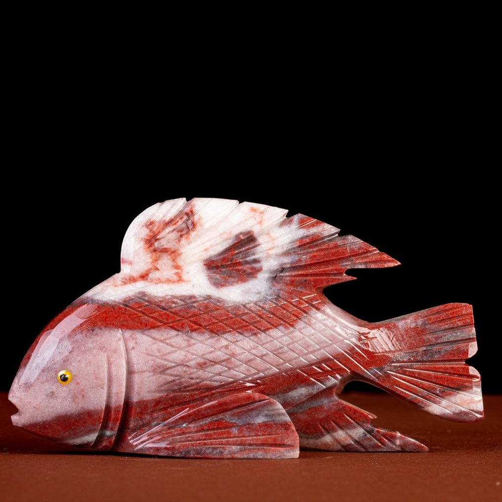 Φυσικό χαλαζία σκάλισμα Γλυπτική, Ψάρια - Ύψος: 150 mm - Πλάτος: 80 mm- 435 g #1.2