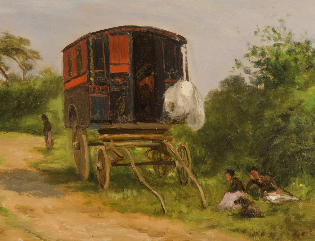 Valere Lefebvre (1840-1902) - Travellers by the road #2.2