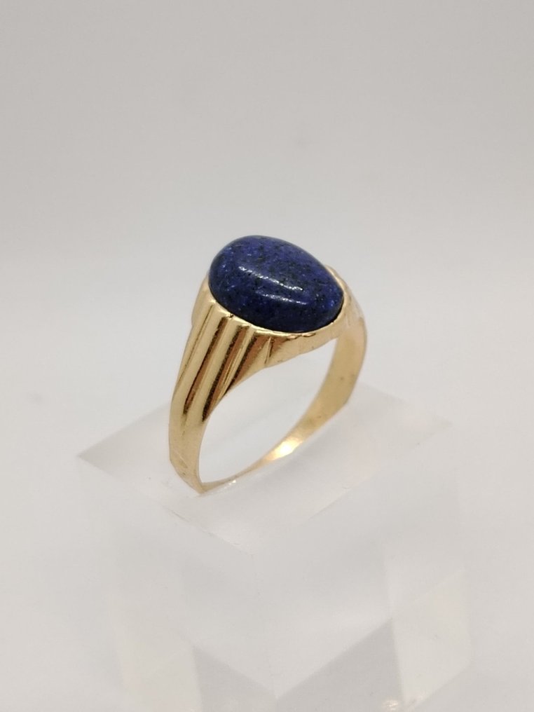 Ring - 18 kt Gult guld -  3.50ct. tw. Lapis lazuli #1.2