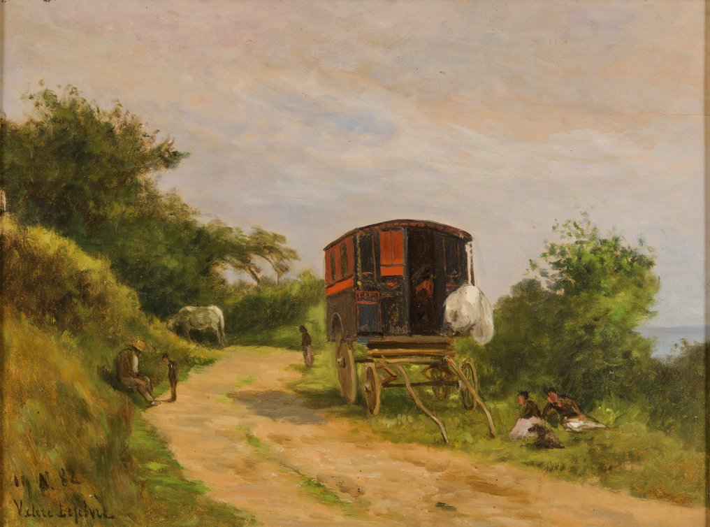 Valere Lefebvre (1840-1902) - Travellers by the road #1.1