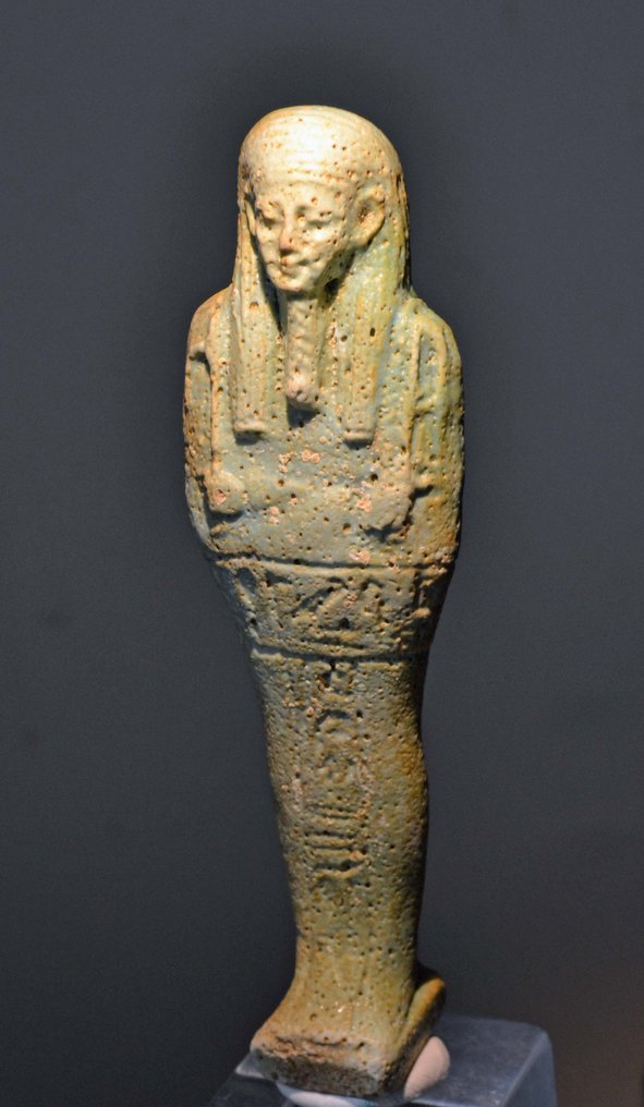 Antiguo Egipto, período tardío Fayenza Shabti para un hombre - 4.5 in #2.1