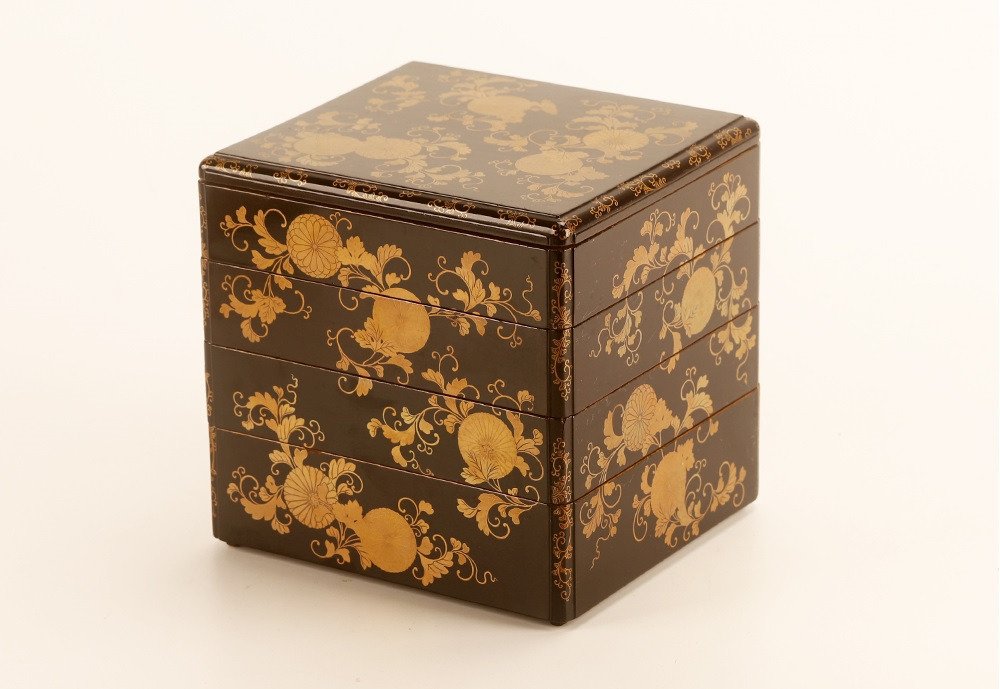 Κουτί - Πολύ φίνο jubako με χρυσάνθεμο σχέδιο maki-e - Ξύλο, Χρυσός #2.1