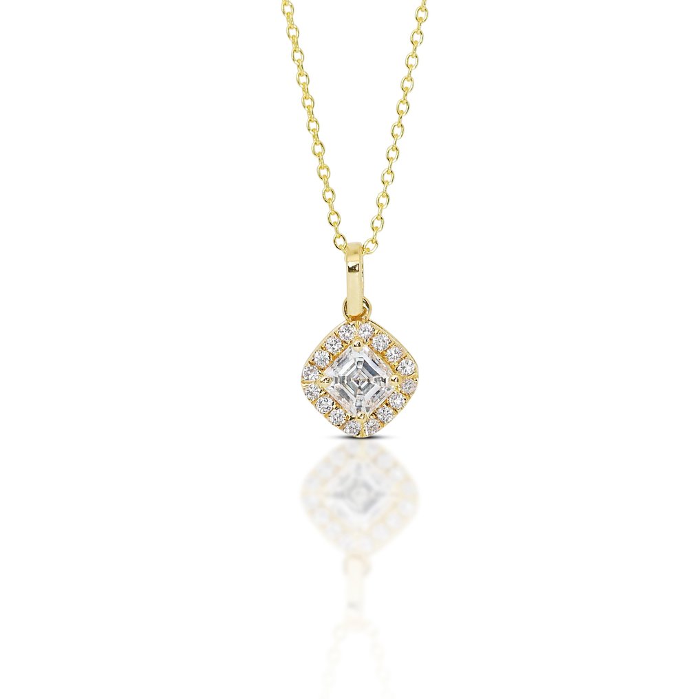 Necklace with pendant - 18 kt. Yellow gold -  0.90 tw. Diamond  (Natural) - Diamond #1.1
