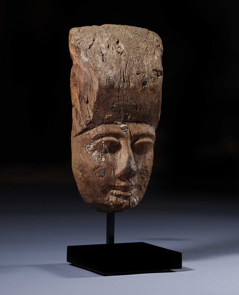 Altägyptisch Holz Bestattungsmaske - 24 cm #2.1