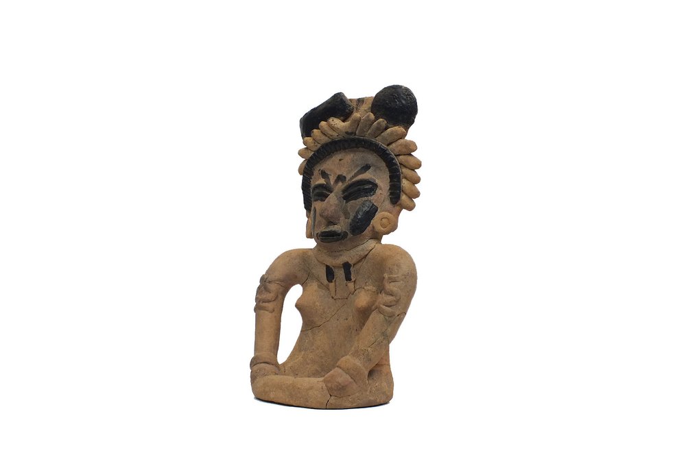 Präkolumbisches Veracruz Terracotta Massiver und sehr großer Veracruz-Krieger aus Keramik mit Verzierung – Präkolumbisches Veracruz, ca. - 31 cm #2.2