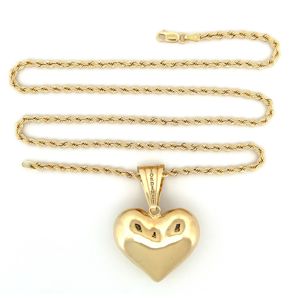 Collana con cuore - 6 g - 45 cm - 18 Kt - Halskette mit Anhänger - 18 kt Gelbgold #2.1