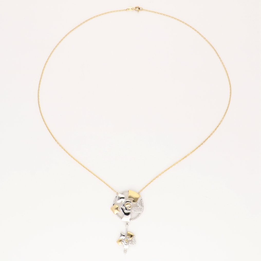 Collier avec pendentif - 14 carats Or blanc, Or jaune -  0.44ct. tw. Diamant  (Naturelle) #1.2