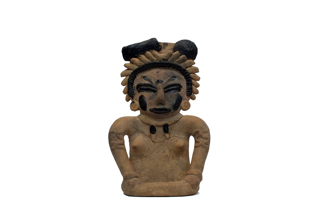 Præcolumbiansk Veracruz Terrakotta Solid og meget stor keramisk Veracruz kriger med udsmykning -Pre-Columbian Veracruz, ca. 600-900 - 31 cm #1.1