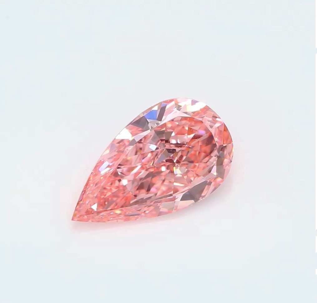 Diamant - 1.15 ct - Brilliant, Pære - Fargebehandlet, Fancy Vivid Pink - VS1 #1.1