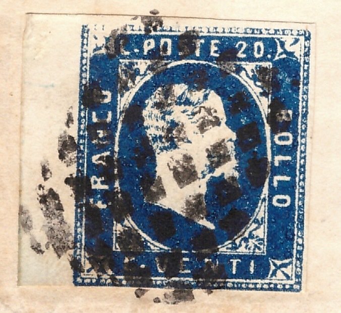 意大利古城邦-撒丁岛 1851 - 带有 20 c 的字母。第一期 BDF IV 结转 - Sassone 2 #1.1