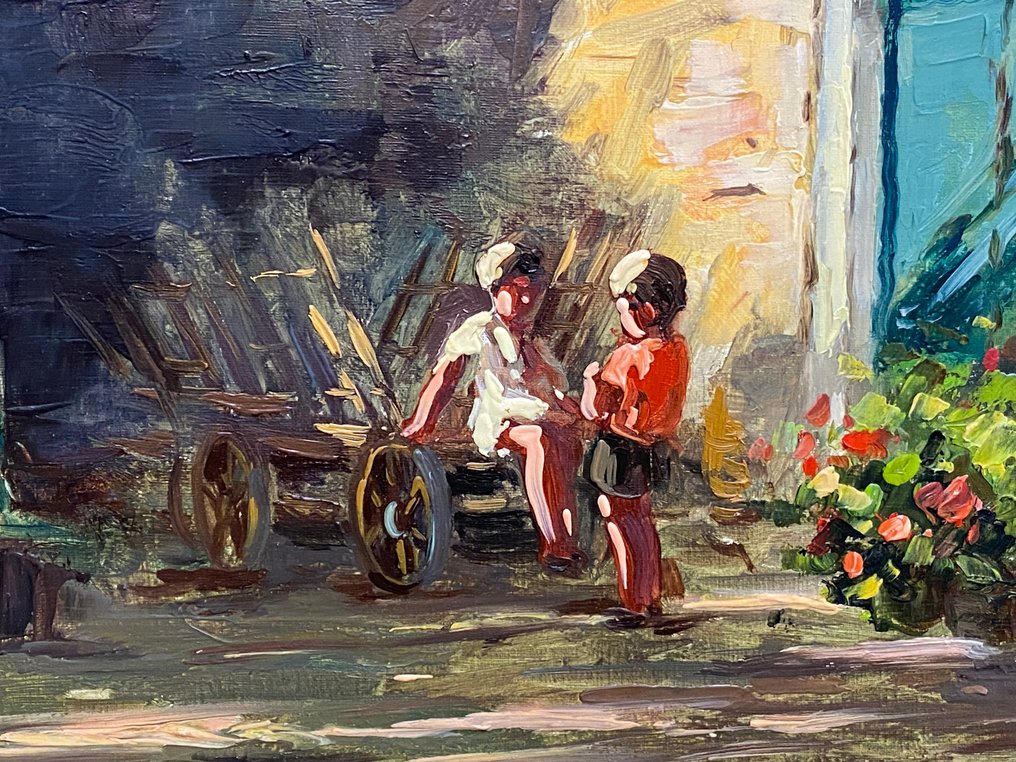 Riccardo Tosti (1910-1986) - Bambini che parlano nell'aia #2.2