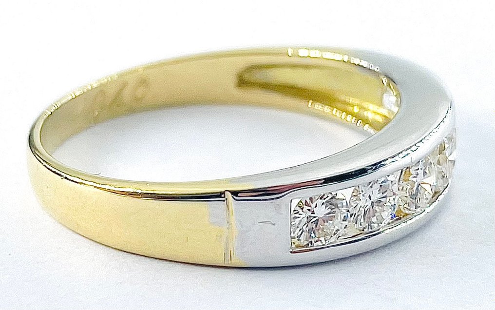 Ring - 18 karaat Geel goud, Witgoud Diamant  (Natuurlijk) #3.1