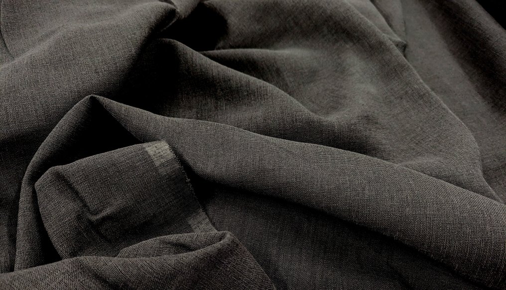 	 Fantastico tendaggio in misto lino Nero rifinito con piombino by Mario Cavelli - Textil  - 575 cm - 295 cm #1.1