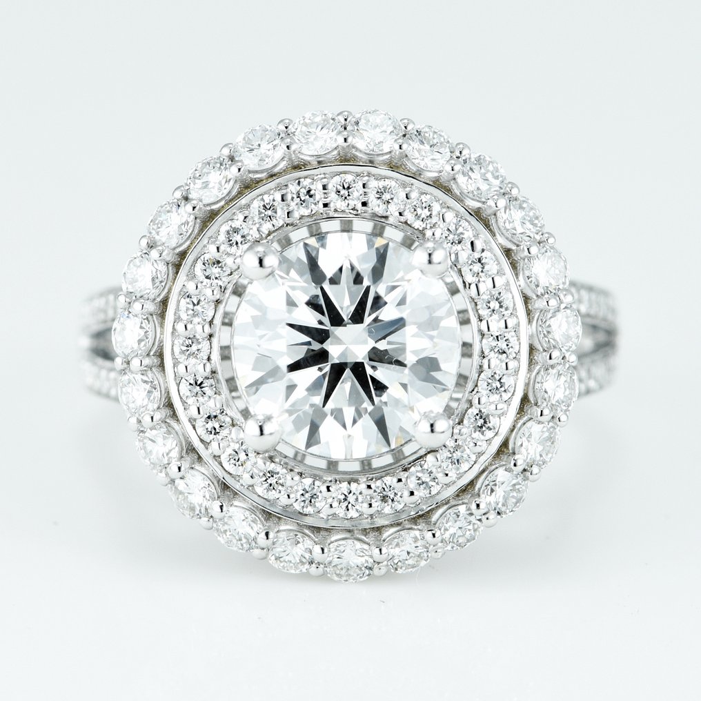 Ring - 14 karat Hvidguld -  3.29 tw. Diamant  (Laboratoriedyrket) #1.1