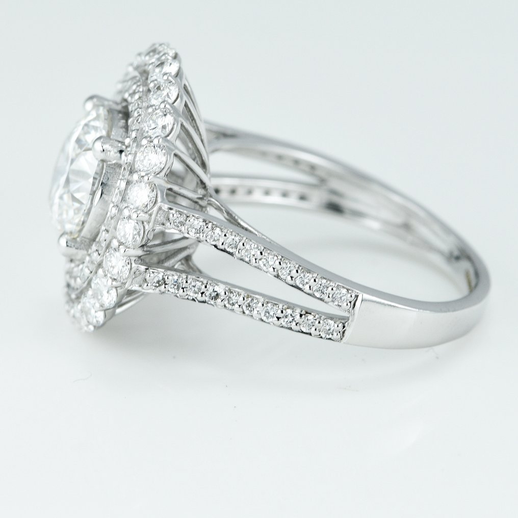 Ring - 14 karat Hvidguld -  3.29 tw. Diamant  (Laboratoriedyrket) #2.1