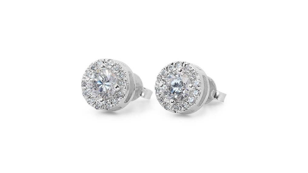 Earrings - 18 kt. White gold -  1.68ct. tw. Diamond  (Natural) - Diamond #2.2
