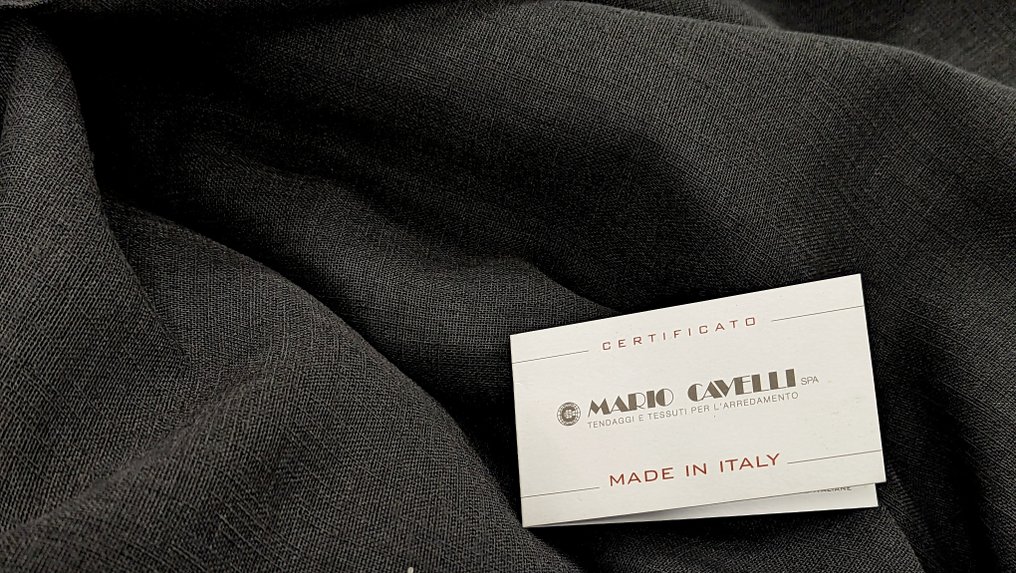 	 Fantastico tendaggio in misto lino Nero rifinito con piombino by Mario Cavelli - Textil  - 575 cm - 295 cm #2.1