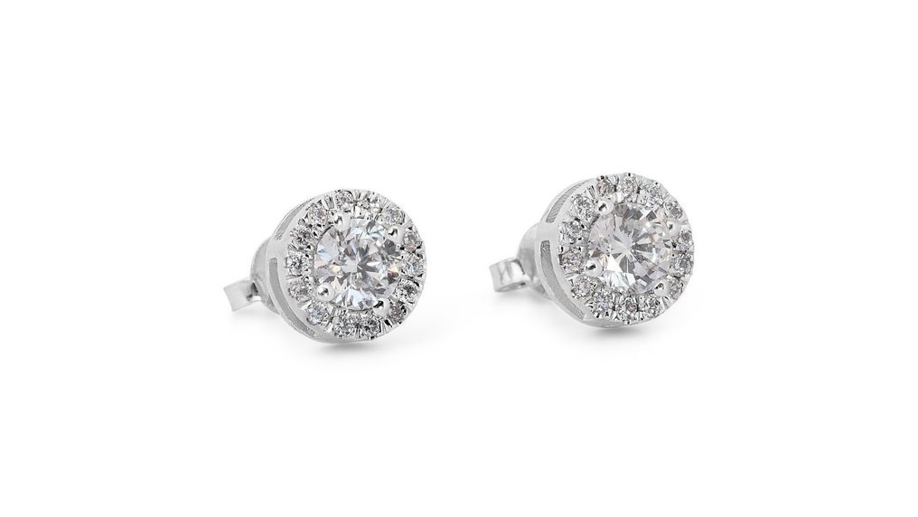 Earrings - 18 kt. White gold -  1.68ct. tw. Diamond  (Natural) - Diamond #2.1