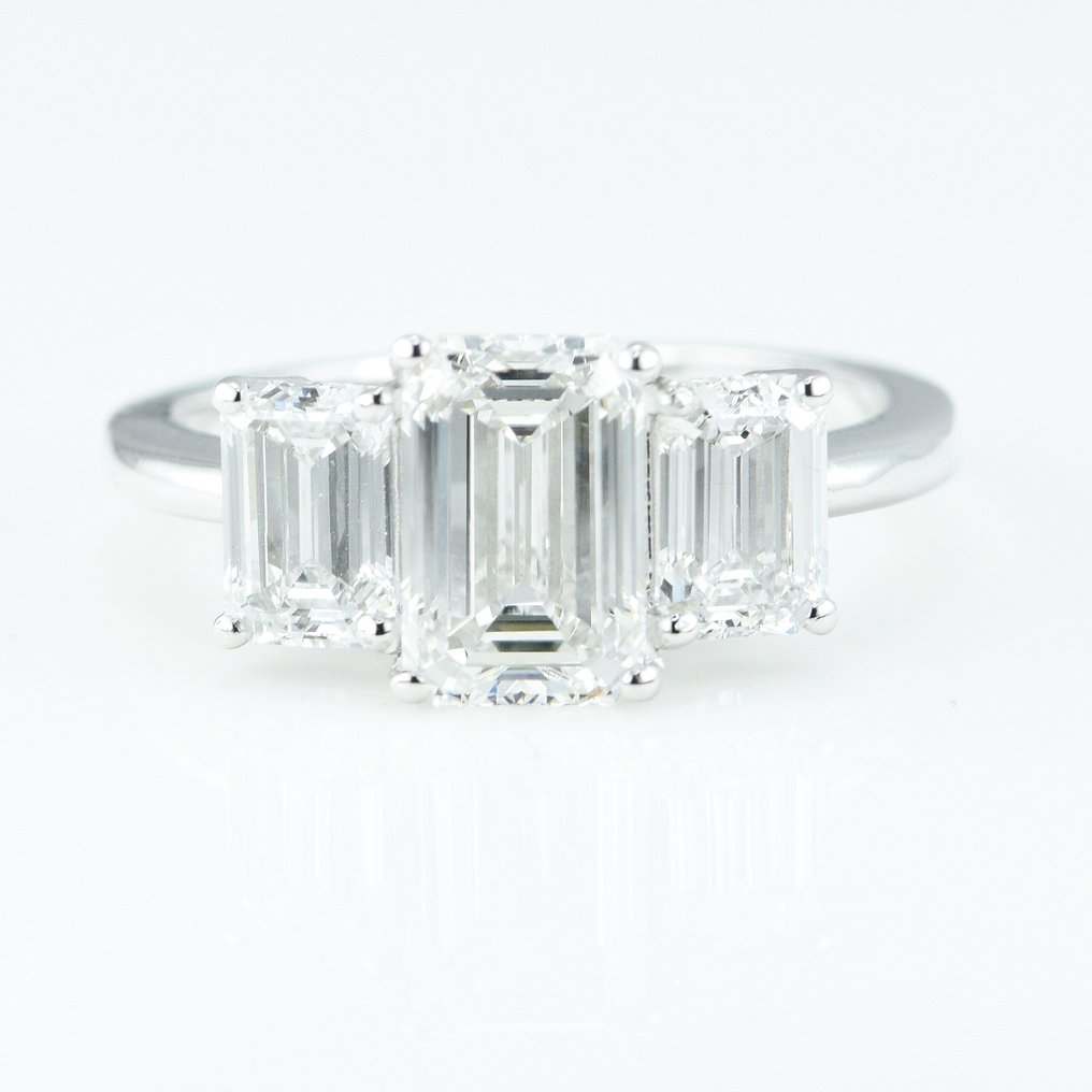 Ring - 14 kt. White gold -  3.42ct. tw. Diamond  (Lab-grown) - Diamond #1.1