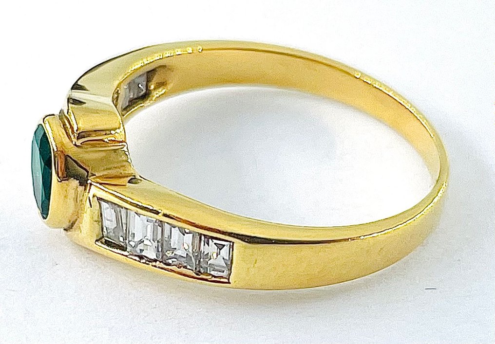 Anillo - 18 quilates Oro amarillo Esmeralda - Diamante #3.2