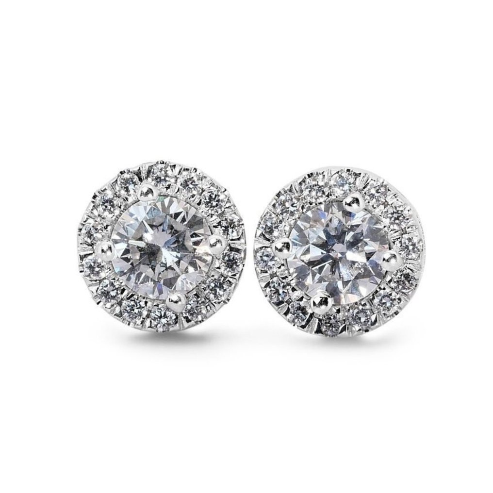 Earrings - 18 kt. White gold -  1.68ct. tw. Diamond  (Natural) - Diamond #1.1