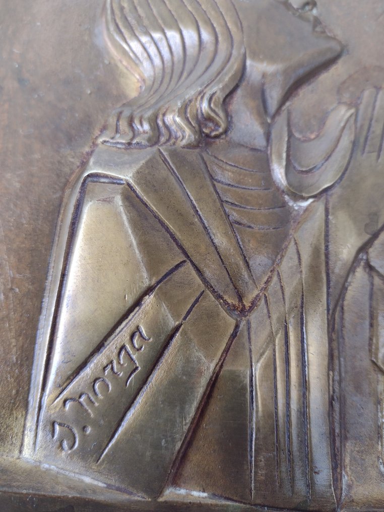 Sylvain Norga - Plakette - Kristus korsfæstet med Maria og apostlen Johannes - Bronze #2.1