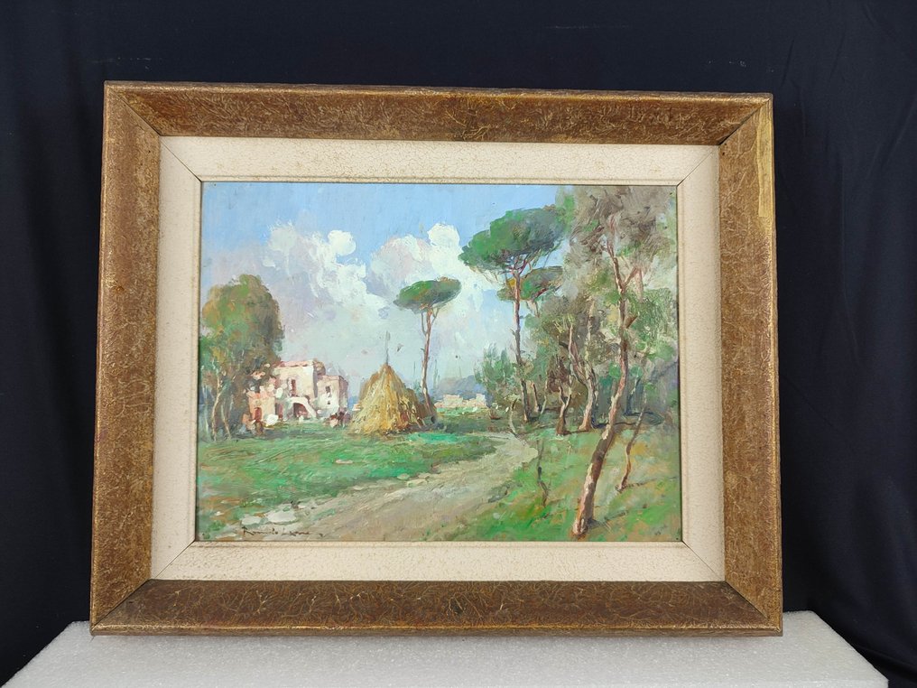Romolo Leone (1883-1958) - Paesaggio con covone di fieno #2.1