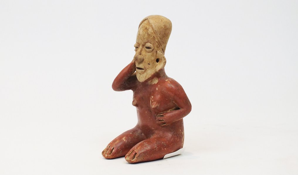 Jalisco Terracotta Sitzende weibliche Figur aus Jalisco – 200 v. Chr. – 200 n. Chr. - 18 cm #1.1