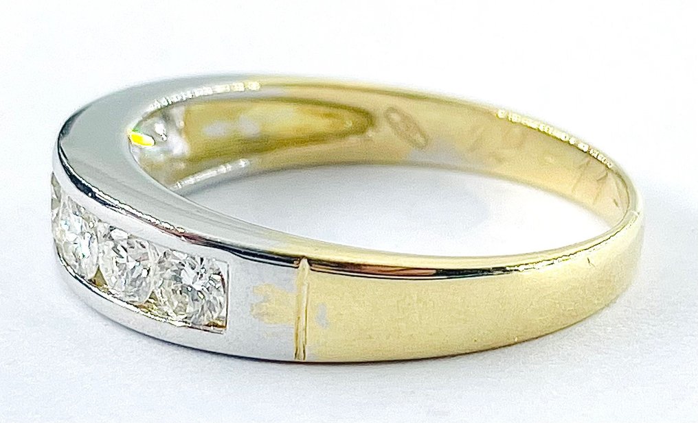 Ring - 18 karaat Geel goud, Witgoud Diamant  (Natuurlijk) #3.2