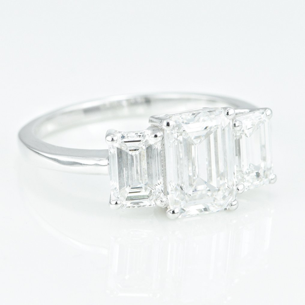Inel - 14 ct. Aur alb -  3.39ct. tw. Diamant  (Cultivat în laborator) - Diamant #2.1