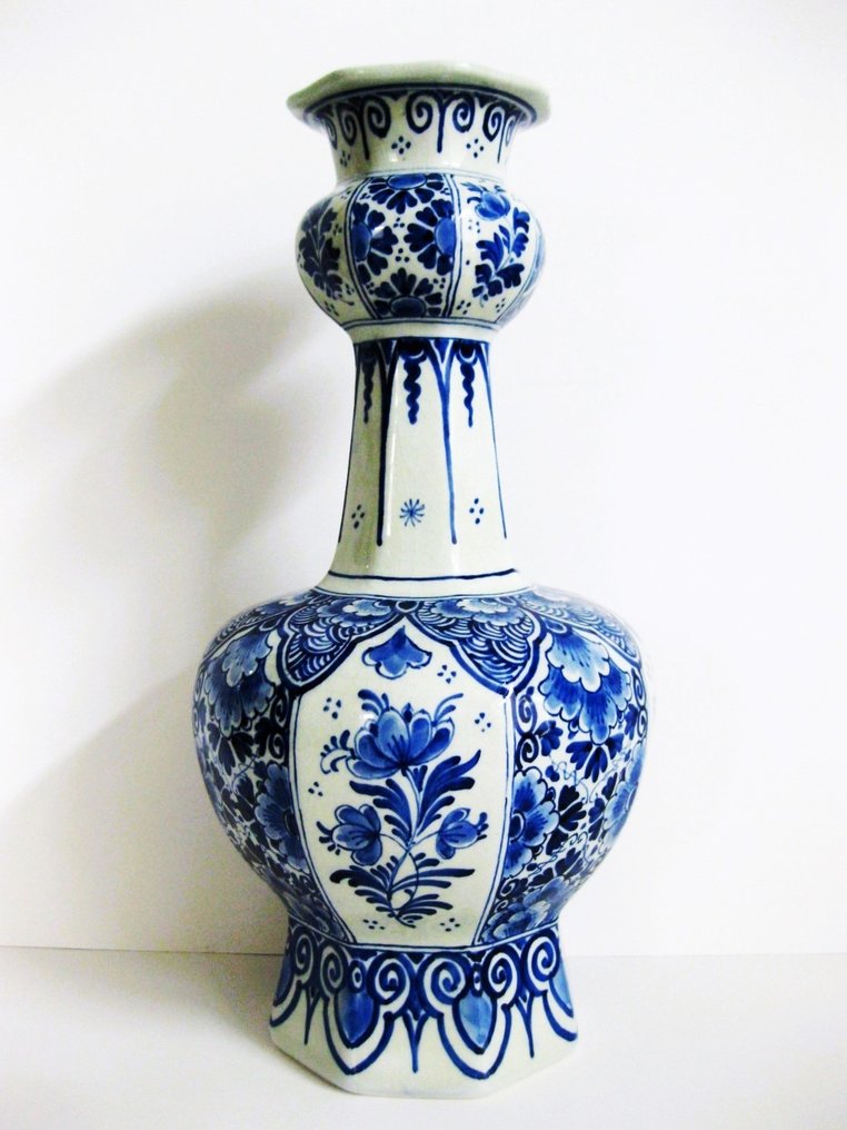 De Porceleyne Fles - Vase -  Knottvase (oktagon) - 30 cm. høy - Steingods #1.1