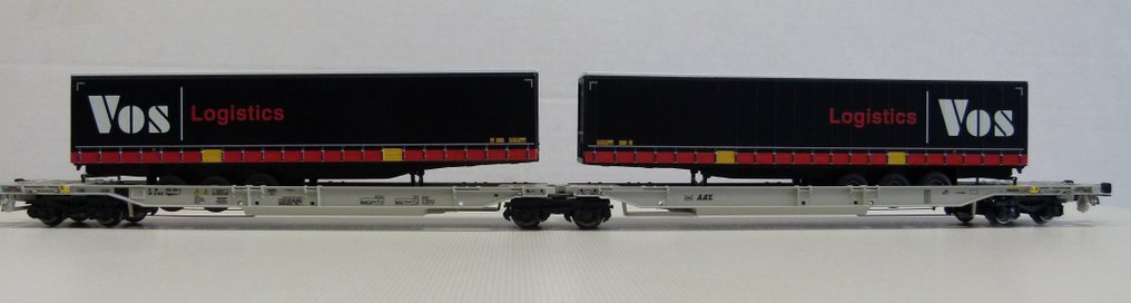 Roco H0 - 76417 - Set machetă tren cu vagon marfă (1) - Vagon transport dublu "Vos Logtics" - DB, AAE #1.1