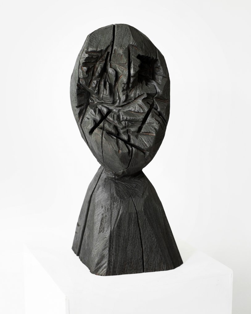 Ros Khavro - Sculptură, Pretending to be a human - Large, Unique, Signed - 70 cm - Lemn - 2023 #1.1