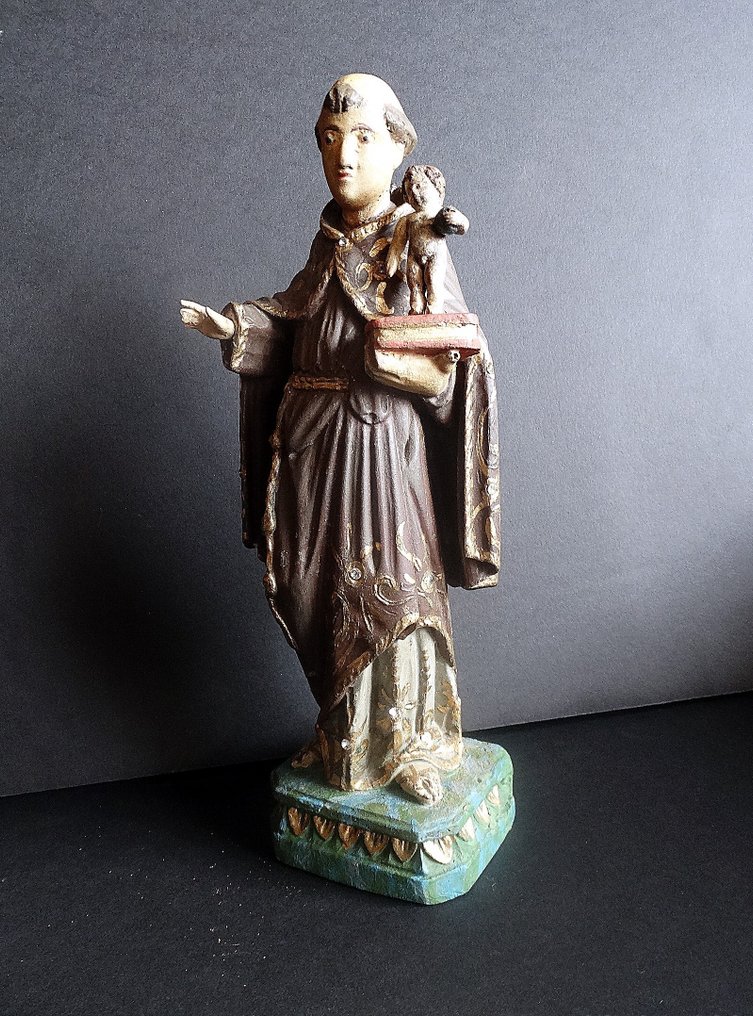 聖安東尼與聖嬰耶穌 - 古董 - 木 - 1850-1900 #1.1