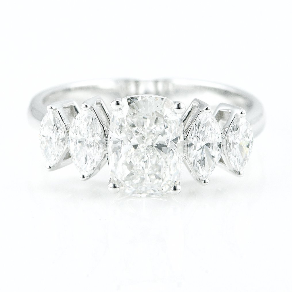 Ring - 14 kt. White gold -  2.28ct. tw. Diamond  (Lab-grown) - Diamond - Five stone ring #1.1